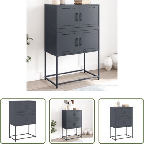 Almacenamiento -  Aparador de acero gris antracita 68,5x38,5x107 cm