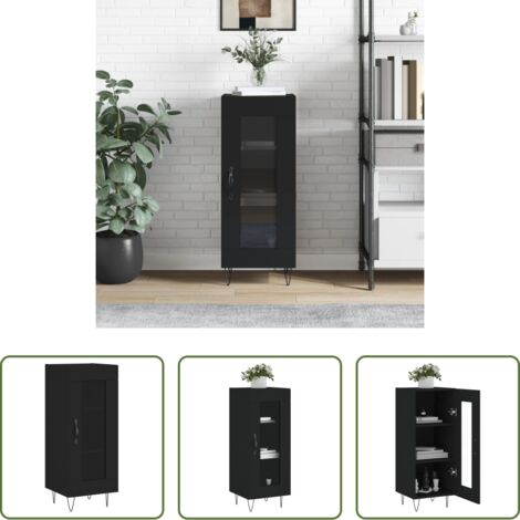 Almacenamiento -  Aparador de madera contrachapada negro 34,5x34x90 cm