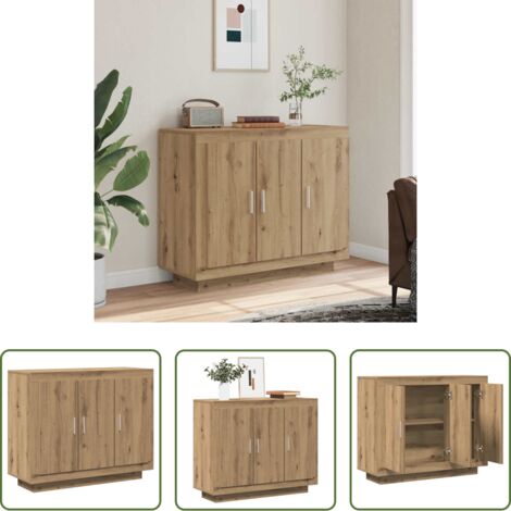 Almacenamiento -  Aparador de madera de ingeniería roble artisan 92x35x75 cm