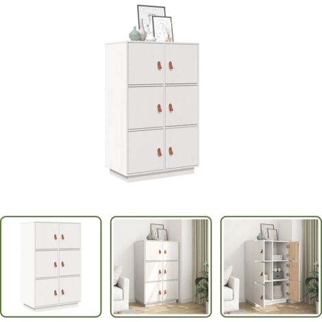 Almacenamiento -  Aparador de madera maciza de pino blanco 67x40x108,5 cm