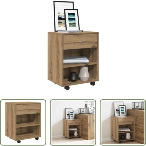 Almacenamiento -  Armario con ruedas madera ingeniería roble artisan 46x36x59 cm