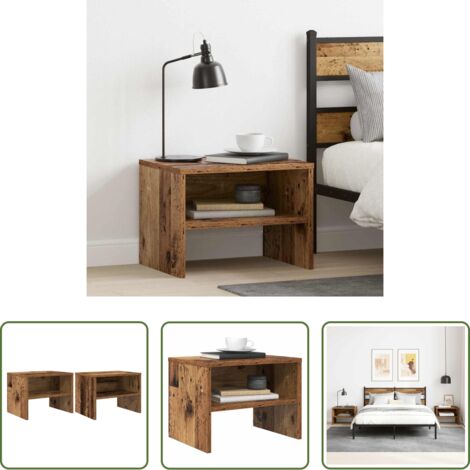 Almacenamiento -  Armario de Noche 2 pcs Madera vieja 40 x 40 x 30 cm
