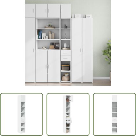 Almacenamiento -  Armario estrecho madera de ingeniería blanco 30x42,5x225 cm