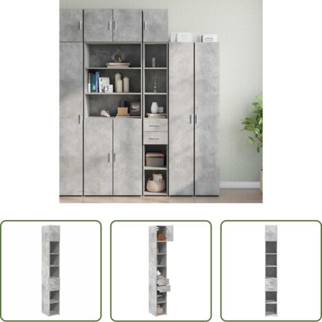 Almacenamiento -  Armario estrecho madera ingeniería gris hormigón 30x42,5x225 cm