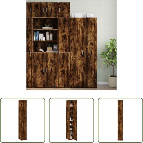 Almacenamiento -  Armario estrecho madera ingeniería roble ahumado 30x42,5x225 cm