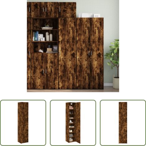 Almacenamiento -  Armario estrecho madera ingeniería roble ahumado 45x42,5x225 cm