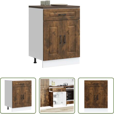 Almacenamiento bajo cocina -  Mueble bajo de cocina Kalmar de madera ingeniería roble ahumado