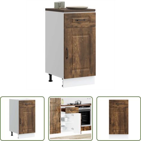 Almacenamiento bajo cocina -  Mueble bajo de cocina Kalmar de madera ingeniería roble ahumado