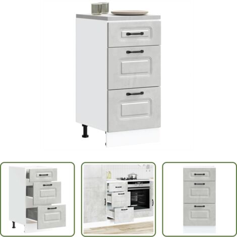 Almacenamiento bajo cocina -  Mueble bajo de cocina Kalmar madera de ingeniería gris hormigón