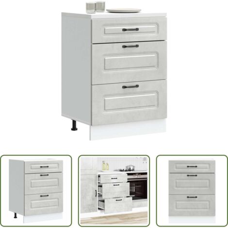 Almacenamiento bajo cocina -  Mueble bajo de cocina Kalmar madera de ingeniería gris hormigón