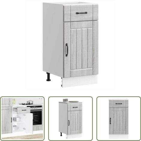 Almacenamiento bajo cocina -  Mueble bajo de cocina Lucca madera contrachapada gris sonoma