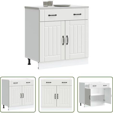 Almacenamiento bajo cocina -  Mueble bajo de cocina Lucca madera de ingeniería blanca