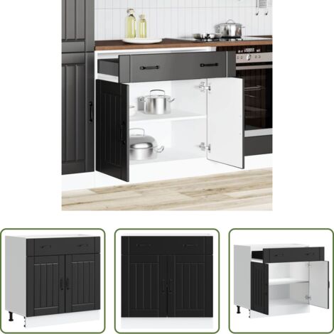 Almacenamiento bajo cocina -  Mueble bajo de cocina Lucca madera ingeniería negra