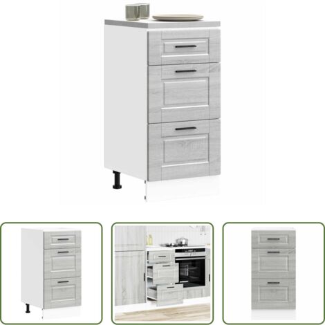 Almacenamiento bajo cocina -  Mueble bajo de cocina porto gris sonoma madera reconstituida