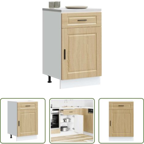 Almacenamiento bajo cocina -  Mueble bajo de cocina porto roble sonoma madera reconstituida