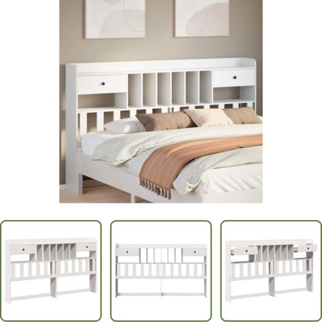 Almacenamiento - Cabecero de cama almacenaje madera maciza pino blanco 180 cm