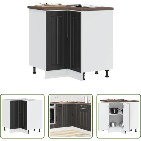 Almacenamiento cocina -  Mueble bajo esquinero de cocina Lucca madera ingeniería negra