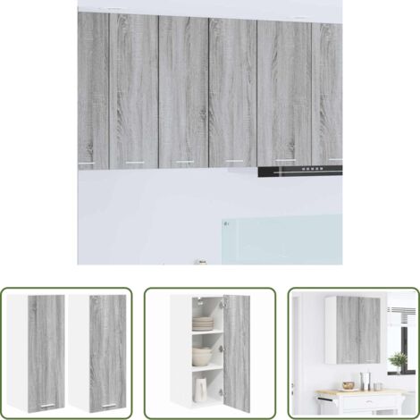 Almacenamiento cocina -  Mueble colgante con puerta 2 pcs Gris Sonoma y 30 x 31 x 80 cm