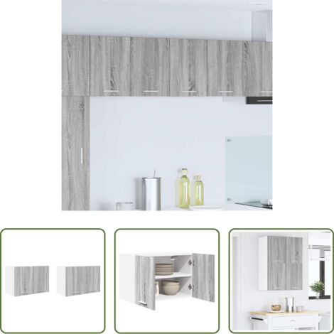 Almacenamiento cocina -  Mueble colgante con puerta 2 pcs Gris Sonoma y 60 x 31 x 40 cm