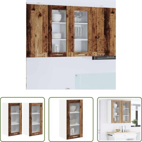Almacenamiento cocina -  Mueble colgante con puerta 2 pcs Madera vieja 40 x 31 x 80 cm
