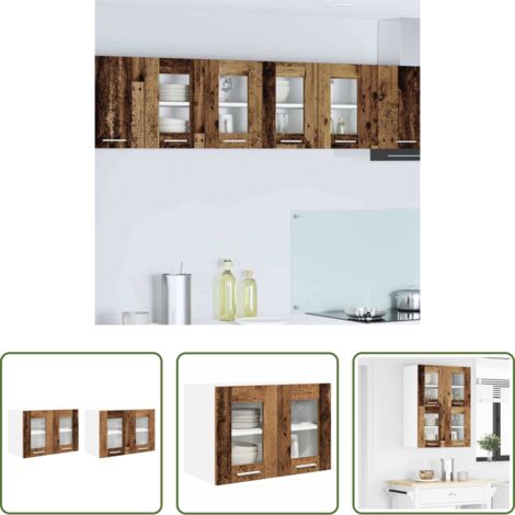 Almacenamiento cocina -  Mueble colgante con puerta 2 pcs Madera vieja 60 x 31 x 40 cm