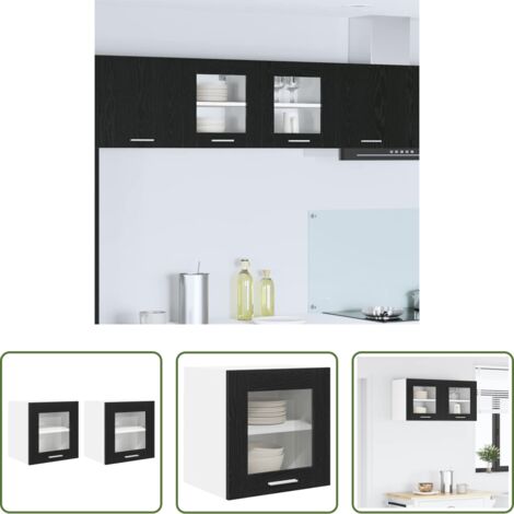 Almacenamiento cocina -  Mueble colgante con puerta 2 pcs Roble Negro 40 x 31 x 40 cm
