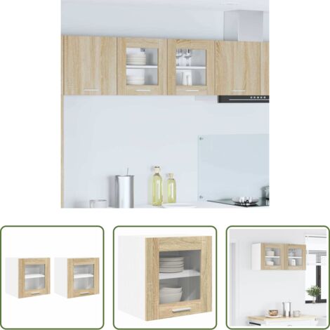 Almacenamiento cocina -  Mueble colgante con puerta 2 pcs Roble Sonoma 40 x 31 x 40 cm