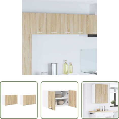 Almacenamiento cocina -  Mueble colgante con puerta 2 pcs Roble Sonoma y 60 x 31 x 40 cm