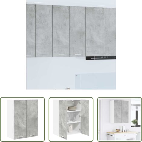 Almacenamiento cocina -  Mueble colgante con puerta Gris Concreto 60 x 31 x 80 cm