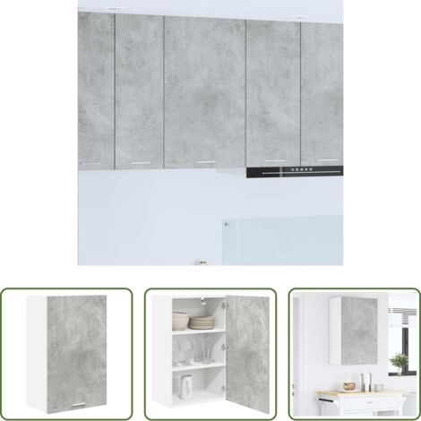 Almacenamiento cocina -  Mueble colgante con puerta Gris Concreto y 50 x 31 x 80 cm