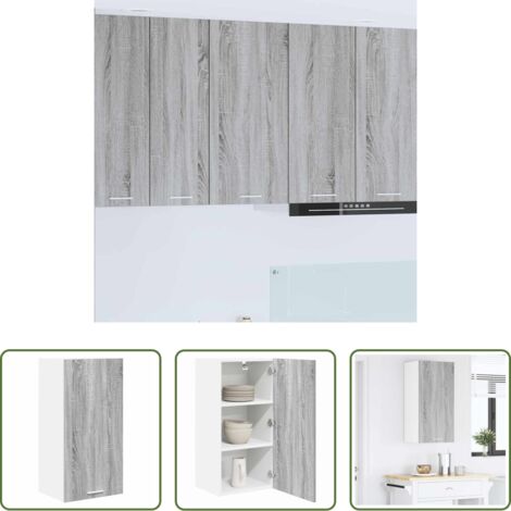 Almacenamiento cocina -  Mueble colgante con puerta Gris Sonoma y 40 x 31 x 80 cm