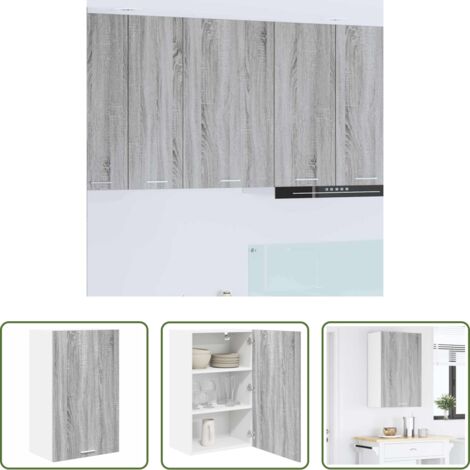 Almacenamiento cocina -  Mueble colgante con puerta Gris Sonoma y 50 x 31 x 80 cm