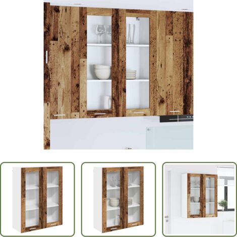 Almacenamiento cocina -  Mueble colgante con puerta Madera vieja 80 x 31 x 100 cm