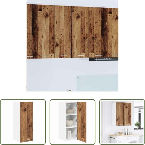 Almacenamiento cocina -  Mueble colgante con puerta Madera Vieja y 30 x 31 x 80 cm