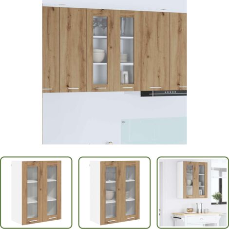 Almacenamiento cocina -  Mueble colgante con puerta Riga Roble artesanal 60 x 31 x 80 cm