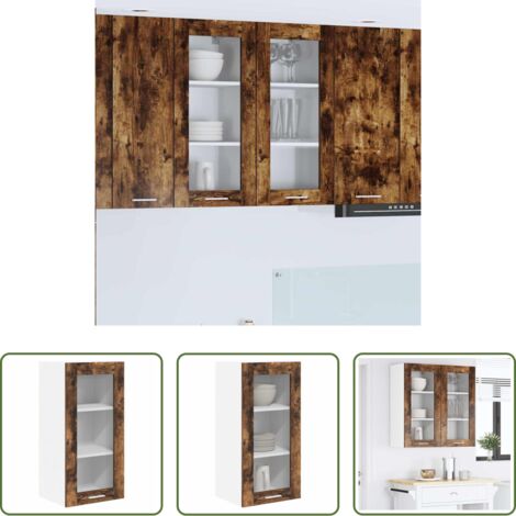 Almacenamiento cocina -  Mueble colgante con puerta Roble ahumado 40 x 31 x 80 cm