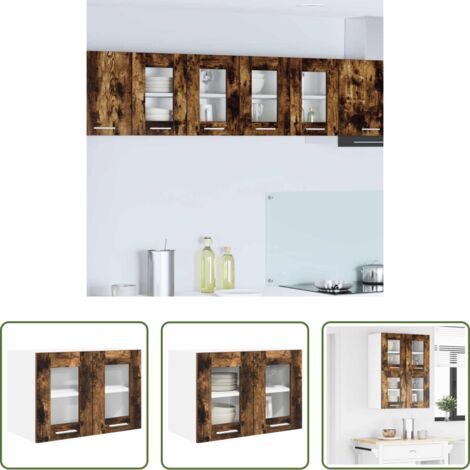 Almacenamiento cocina -  Mueble colgante con puerta Roble ahumado 60 x 31 x 40 cm