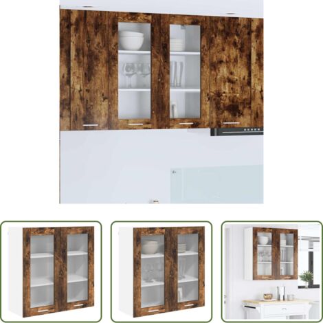 Almacenamiento cocina -  Mueble colgante con puerta Roble ahumado 80 x 31 x 80 cm