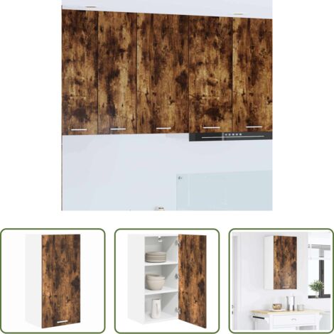 Almacenamiento cocina -  Mueble colgante con puerta Roble Ahumado y 40 x 31 x 80 cm