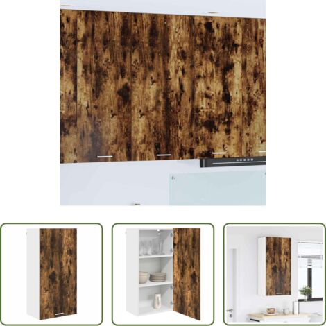 Almacenamiento cocina -  Mueble colgante con puerta Roble Ahumado y 50 x 31 x 100 cm