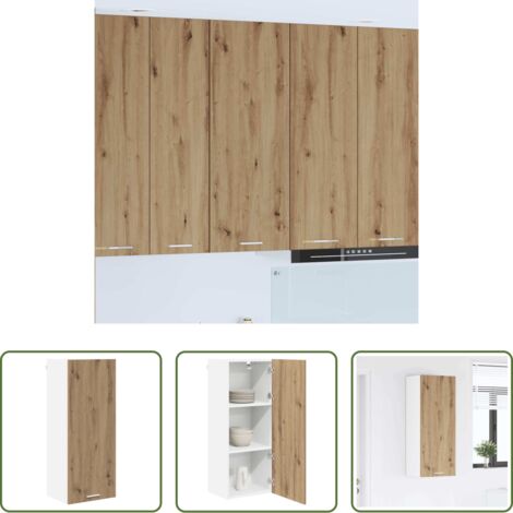 Almacenamiento cocina -  Mueble colgante con puerta Roble artesanal 40 x 31 x 100 cm