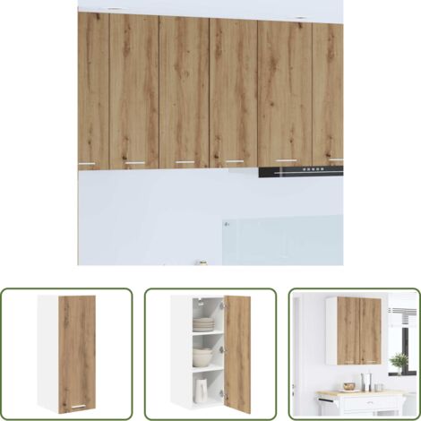 Almacenamiento cocina -  Mueble colgante con puerta Roble Artesano y 30 x 31 x 80 cm