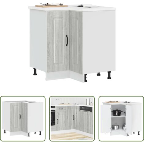 Almacenamiento cocina -  Mueble de cocina esquina Kalmar gris sonoma madera ingeniería