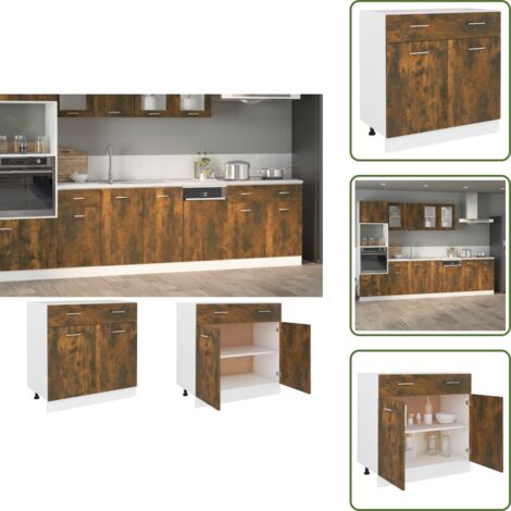 Almacenamiento cocina - vidaXL Mueble bajo con cajón "Lyon" roble ahumado 80x46x81,5 cm Madera de ingeniería - Mueble de cocina