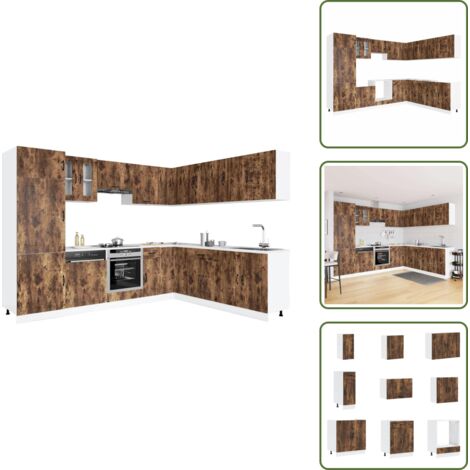 Almacenamiento cocina - vidaXL Mueble cocina Kalmar roble ahumado 14 pzas madera contrachapada - Muebles de cocina