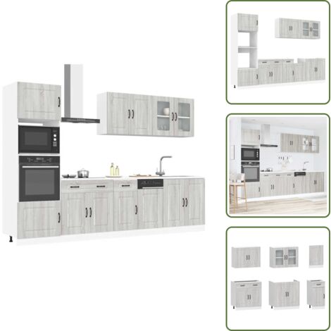 Almacenamiento cocina - vidaXL Mueble cocina Kalmar sonoma gris 7 pzas madera contrachapada - Muebles de cocina