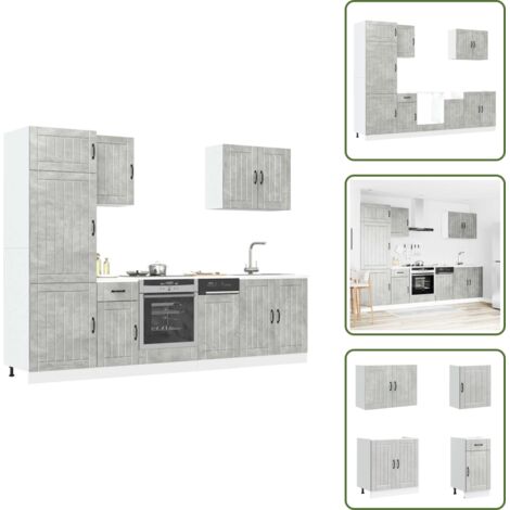 Almacenamiento cocina - vidaXL Mueble cocina Lucca gris hormigón 7 pzas madera contrachapada - Muebles de cocina