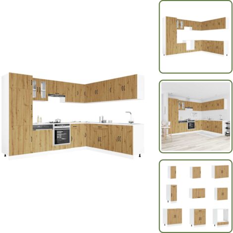 Almacenamiento cocina - vidaXL Mueble de cocina Lucca 14 piezas artesanal roble - Muebles artesanales