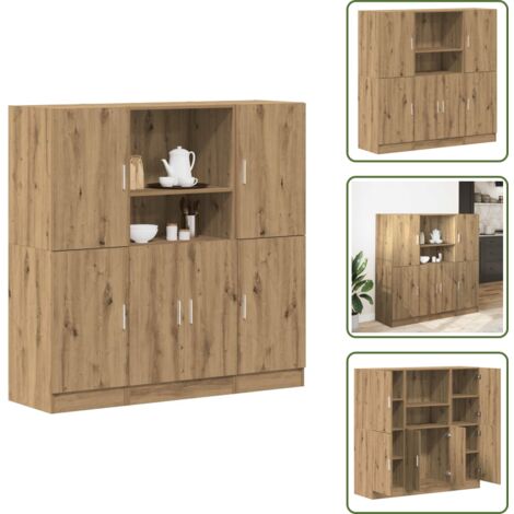 Almacenamiento cocina - vidaXL Set de muebles cocina 3 pzas madera ingeniería roble artesanal - Muebles de madera