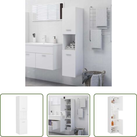 Almacenamiento de baño -  Armario de baño madera contrachapada blanco 30x30x130 cm
